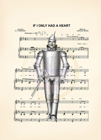 Wizard of Oz Tin Man If I Only Had A Heart Sheet Music Art Print