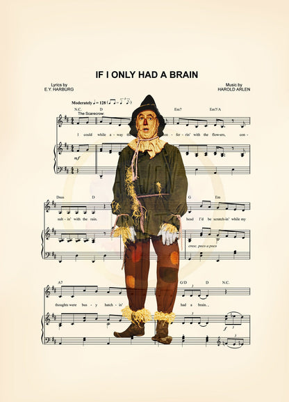 Wizard of Oz Scarecrow If I Only Had A Brain Sheet Music Art Print
