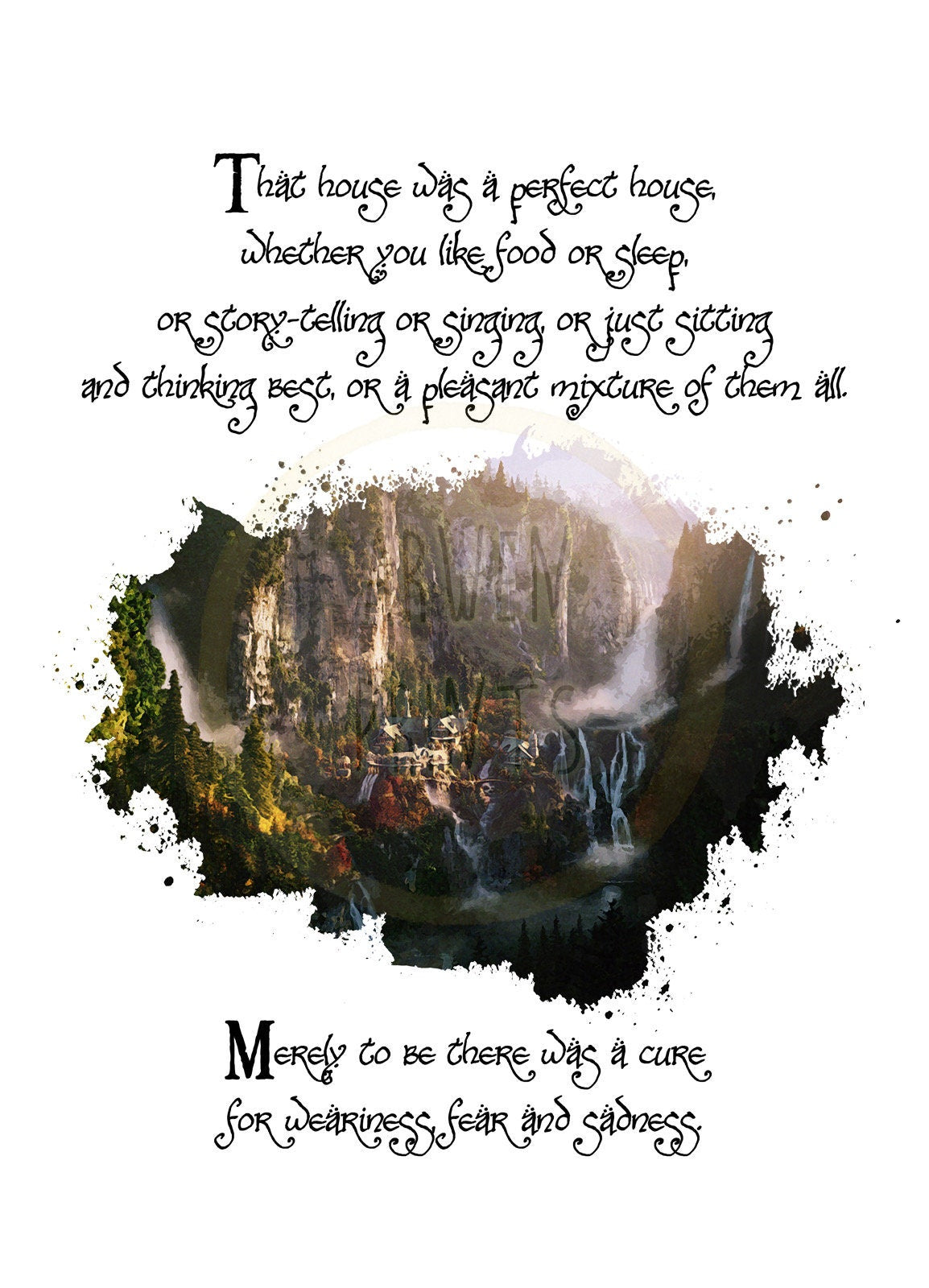 The Lord of the Rings Rivendell Quote Watercolor Art Print