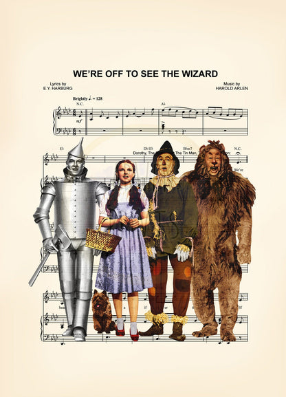 Wizard of Oz Watercolor Off To See The Wizard Sheet Music Art Print