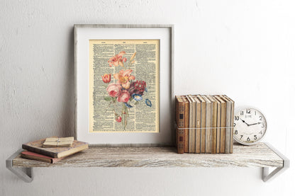 Flowers Illustration Dictionary Art Print