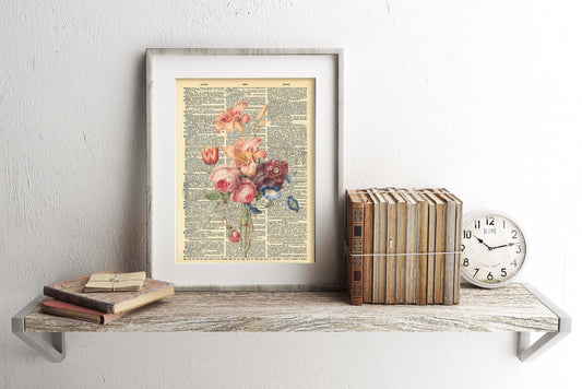 Flowers Illustration Dictionary Art Print