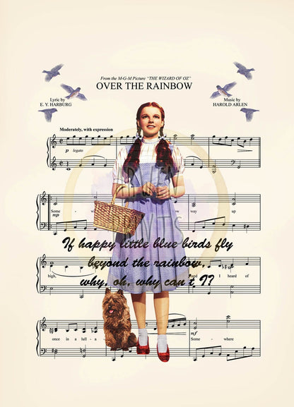 Wizard of Oz Dorothy and Toto Over the Rainbow Sheet Music Art Print