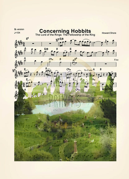 Lord of the Rings The Shire Concerning Hobbits Sheet Music Art Print
