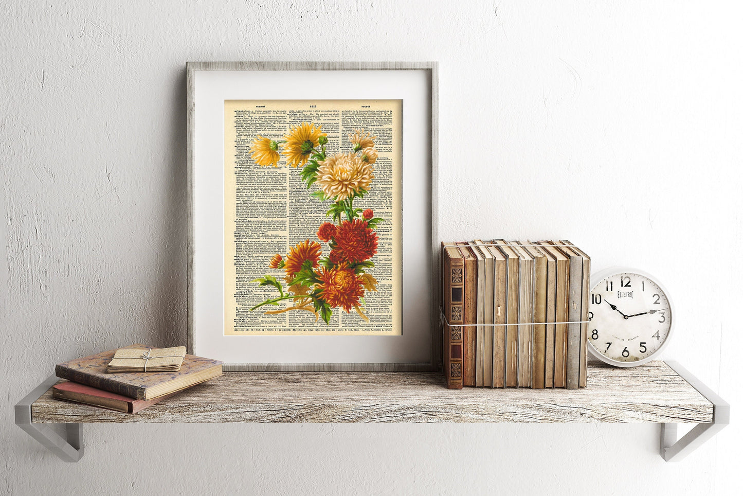 Colorful Flowers Illustration Dictionary Art Print