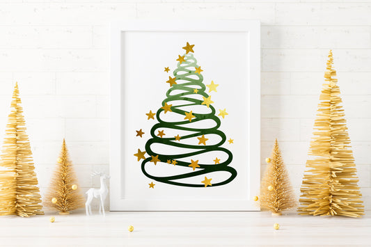Boho Christmas Tree Illustration Loop Design Art Print