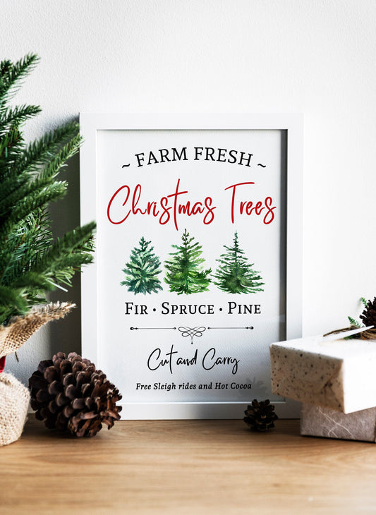 Farm Fresh Christmas Trees Illustration Art Print