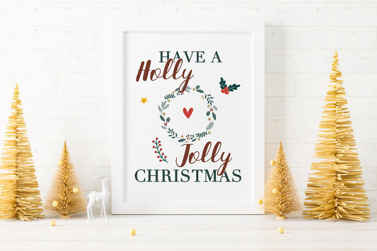 Have a Holly Jolly Christmas Illustration Art Print