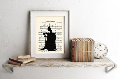 Aladdin Jafar Silhouette Disney Sheet Music Art Print