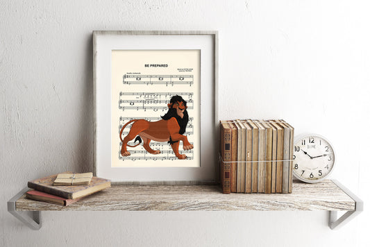 Lion King Scar Be Prepared Sheet Music Art Print