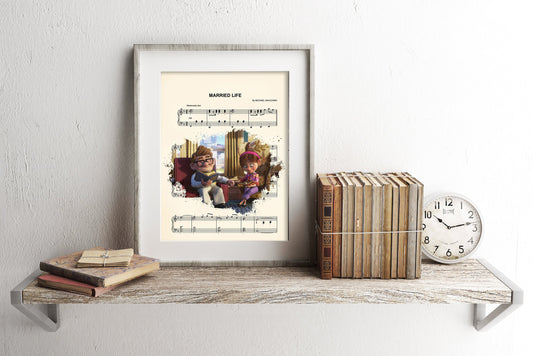Up Carl and Ellie Sheet Music Wall Art — Disney Gift for Music Lovers