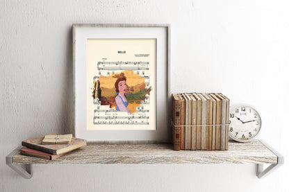 Beauty and the Beast Belle Singing Splatter Sheet Music Art Print
