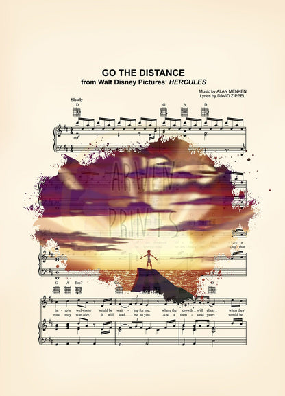 Hercules Go The Distance Splatter Sheet Music Art Print
