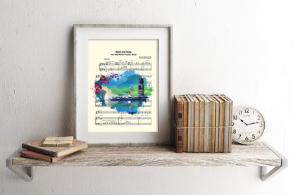 Mulan Reflection Splatter Sheet Music Art Print