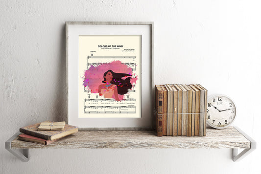 Pocahontas Colors of the Wind Splatter Sheet Music Art Print