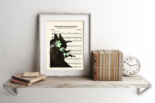 Wizard of Oz Wicked Witch of the West Ding Dong the Witch is Dead Sheet Music Art Print