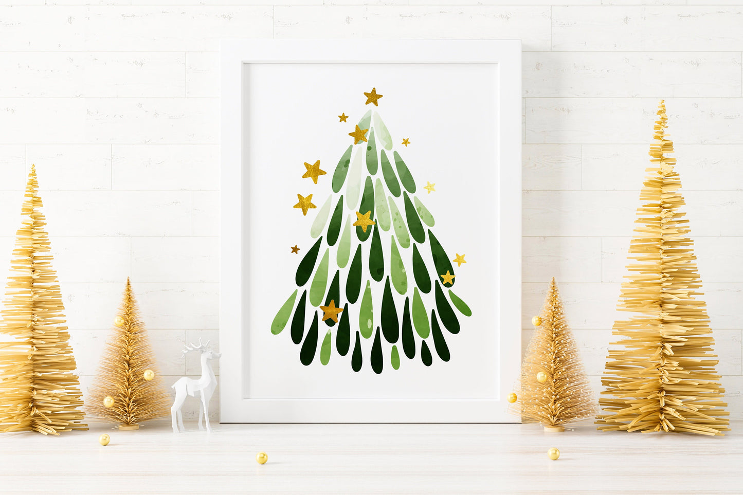 Boho Christmas Tree Douglas Fir Illustration Art Print