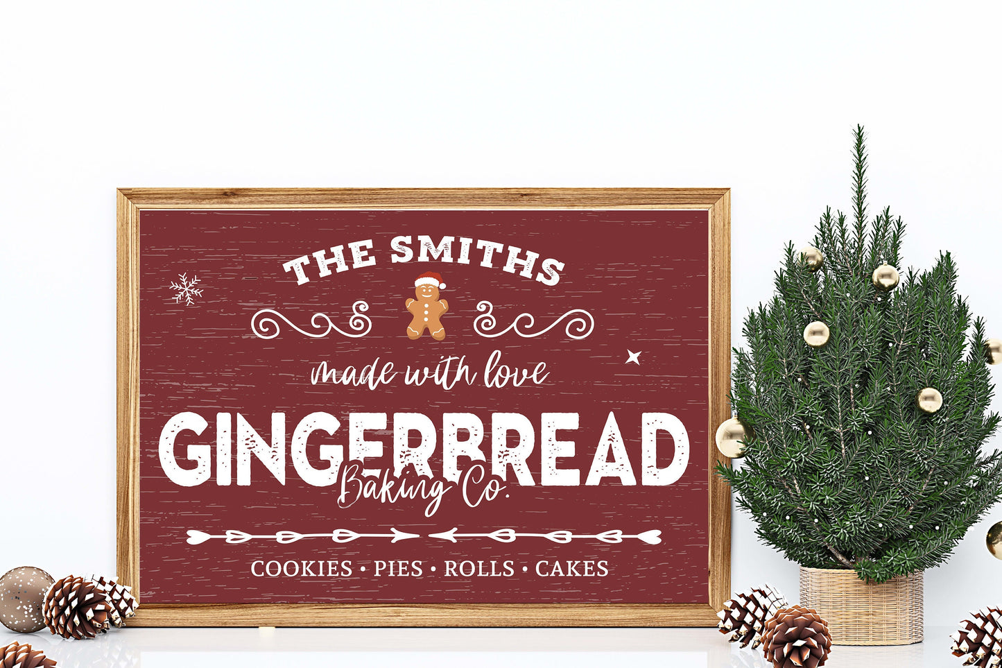 Christmas Custom Family Name Gingerbread Baking Art Print