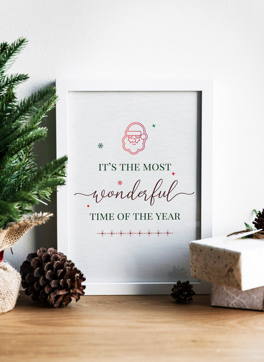 The Most Wonderful Time of the Year Christmas Santa Illustration Art Print