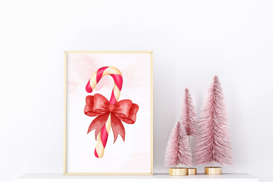 Christmas Candy Cane Illustration Art Print