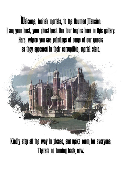 Haunted Mansion Ride Disney Watercolor Splatter Quote Art Print