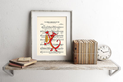 Mulan Mushu I’ll Make A Man Out Of You Disney Sheet Music Art Print