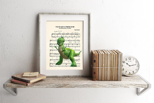 Toy Story Rex You’ve Got A Friend In Me Disney Sheet Music Wall Art — Disney Gift for Music Lovers