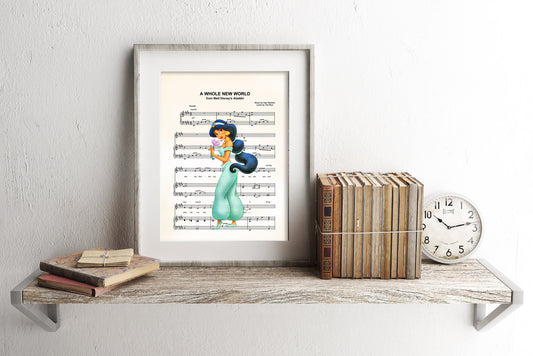 Aladdin Jasmine A Whole New World Disney Sheet Music Art Print