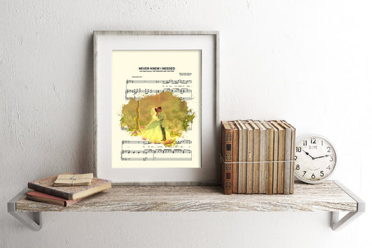 Princess and the Frog Tiana & Naveen Sheet Music Wall Art — Disney Gift for Music Lovers