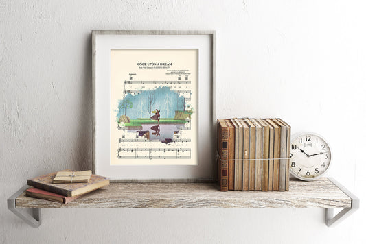 Sleeping Beauty Aurora and Prince Philip Splatter Sheet Music Art Print