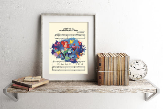 Little Mermaid Under the Sea Splatter Sheet Music Art Print