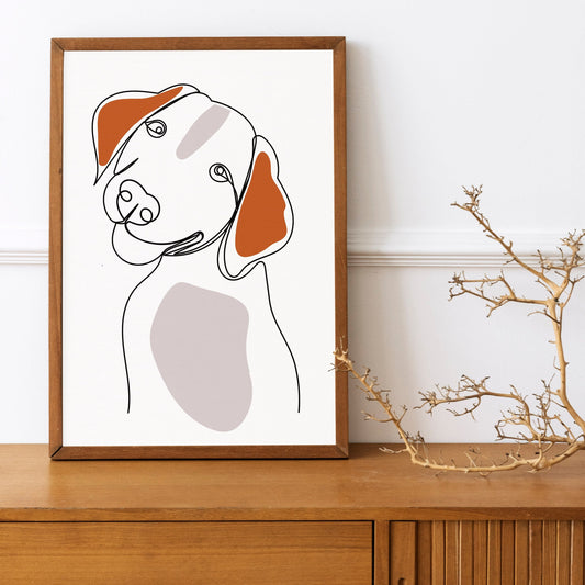 Smiling Dog Boho Line Art Print