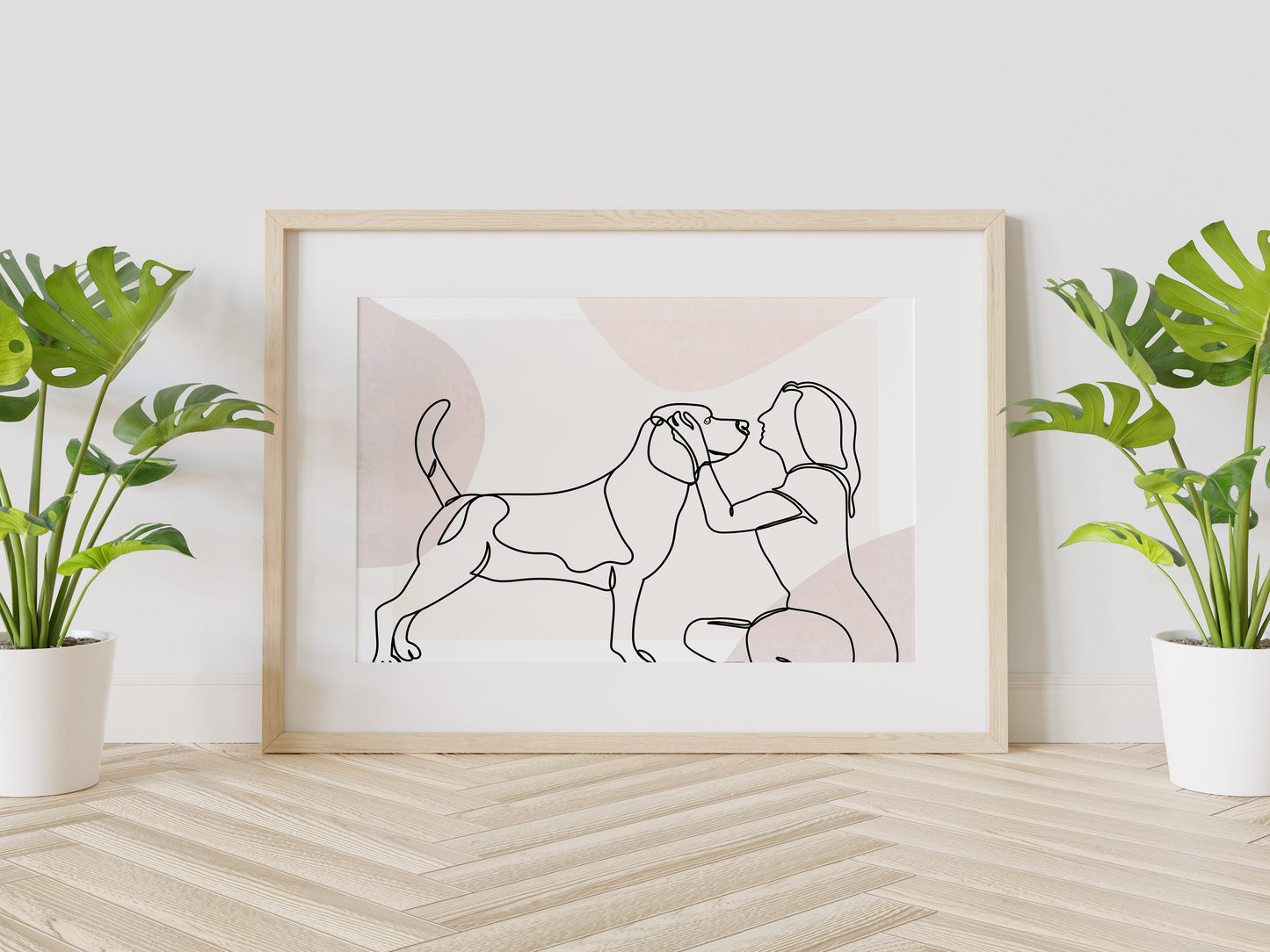 Girl with Dog Boho Art Print