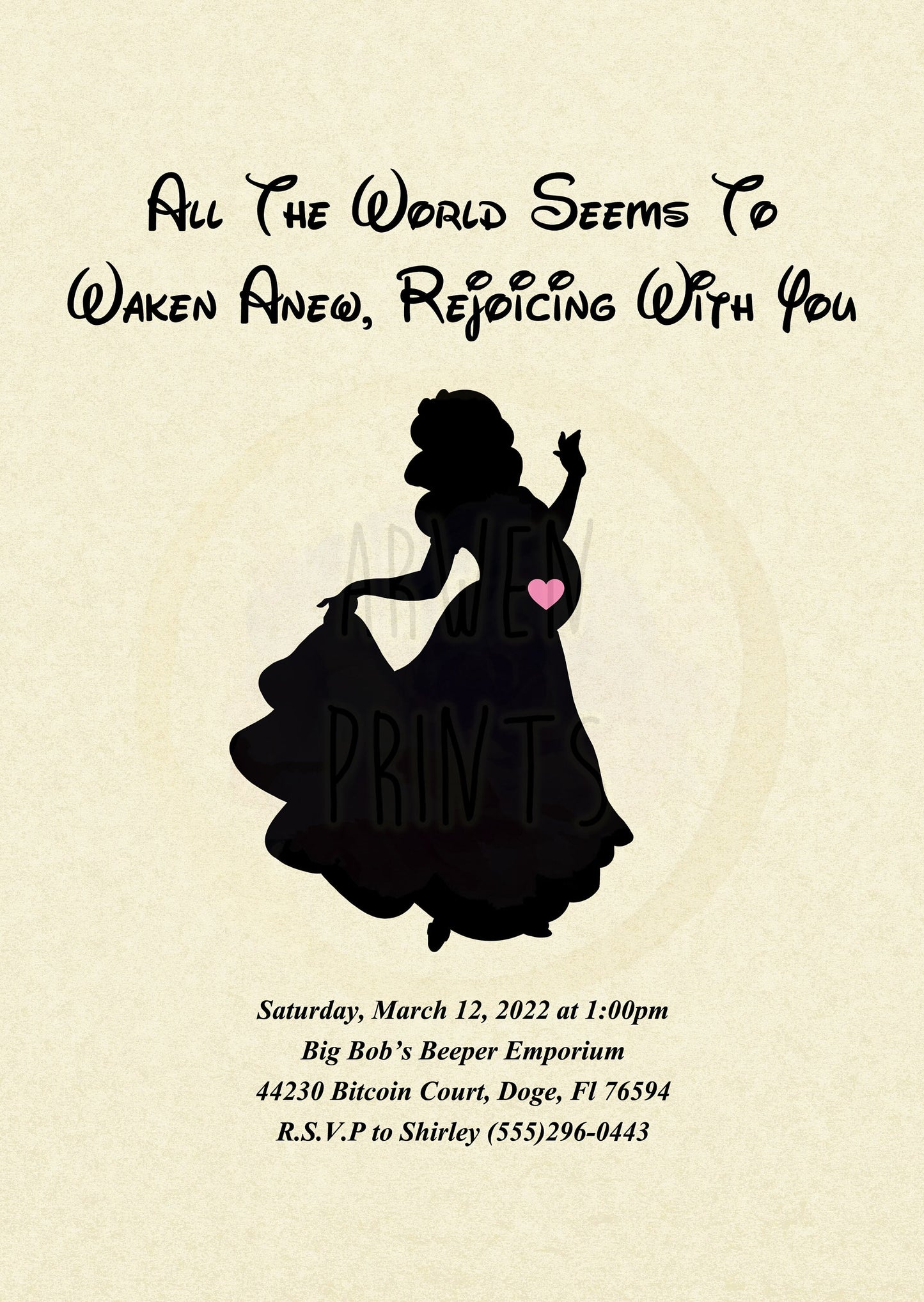 Snow White Baby Shower Customizable Invitation [Digital File]