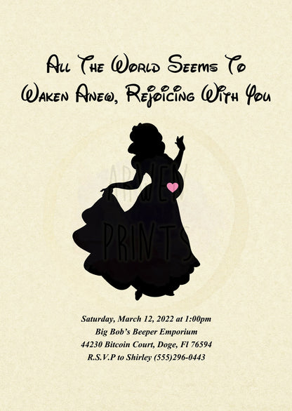 Snow White Baby Shower Customizable Invitation [Digital File]