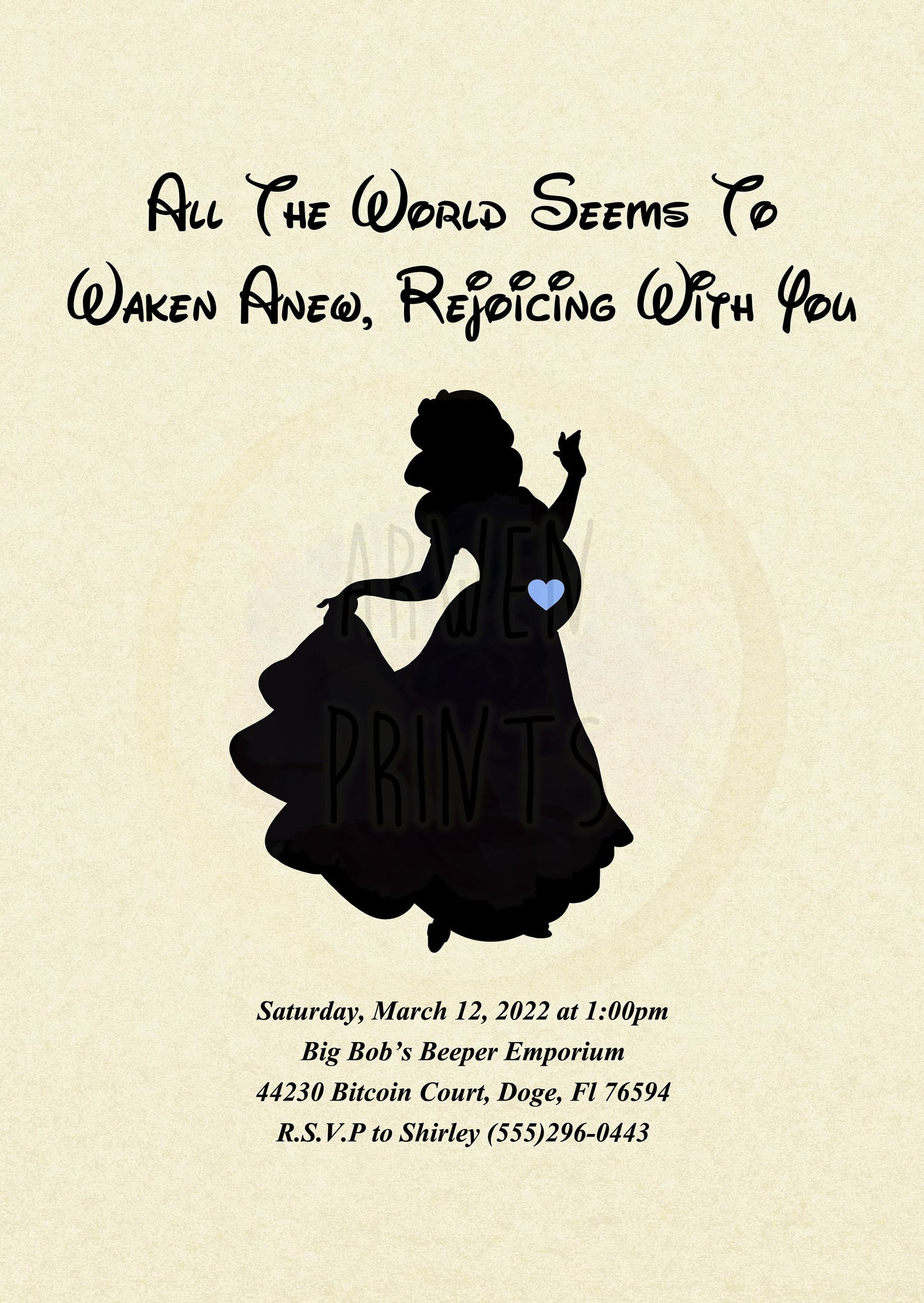 Snow White Baby Shower Customizable Invitation [Digital File]