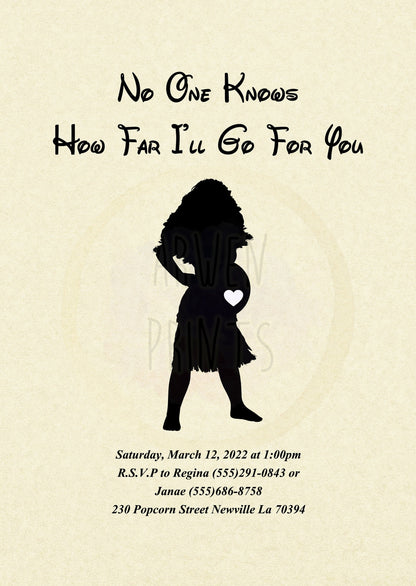 Moana Disney Baby Shower Invitation [Digital File] — Disney Wall Art Gift