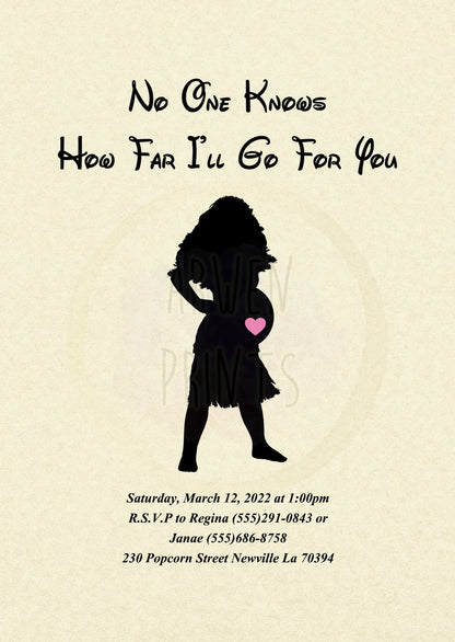 Moana Disney Baby Shower Invitation [Digital File] — Disney Wall Art Gift