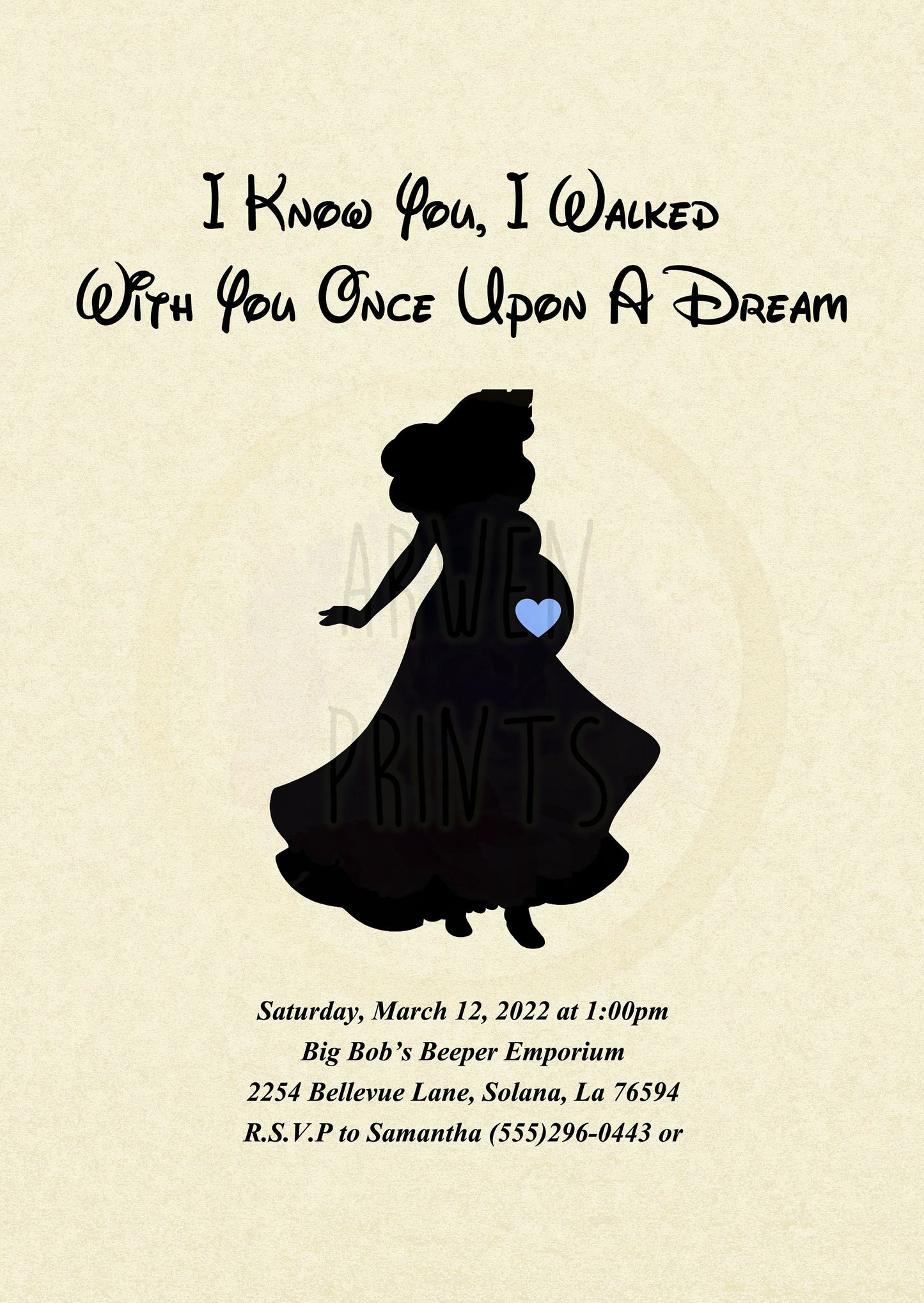 Sleeping Beauty Aurora Baby Shower Invitation [Digital File]
