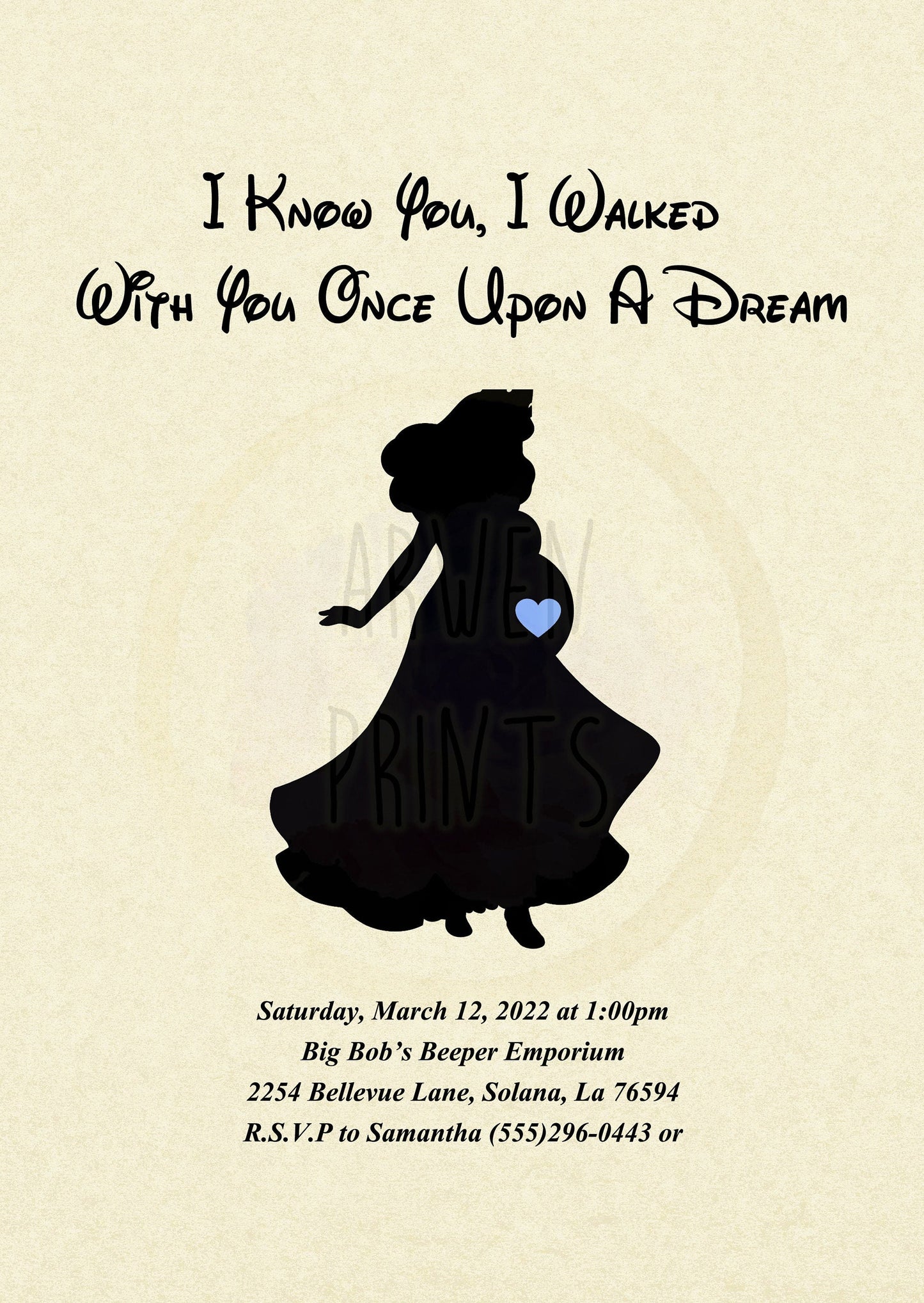 Sleeping Beauty Aurora Baby Shower Invitation [Digital File] — Disney Wall Art Gift