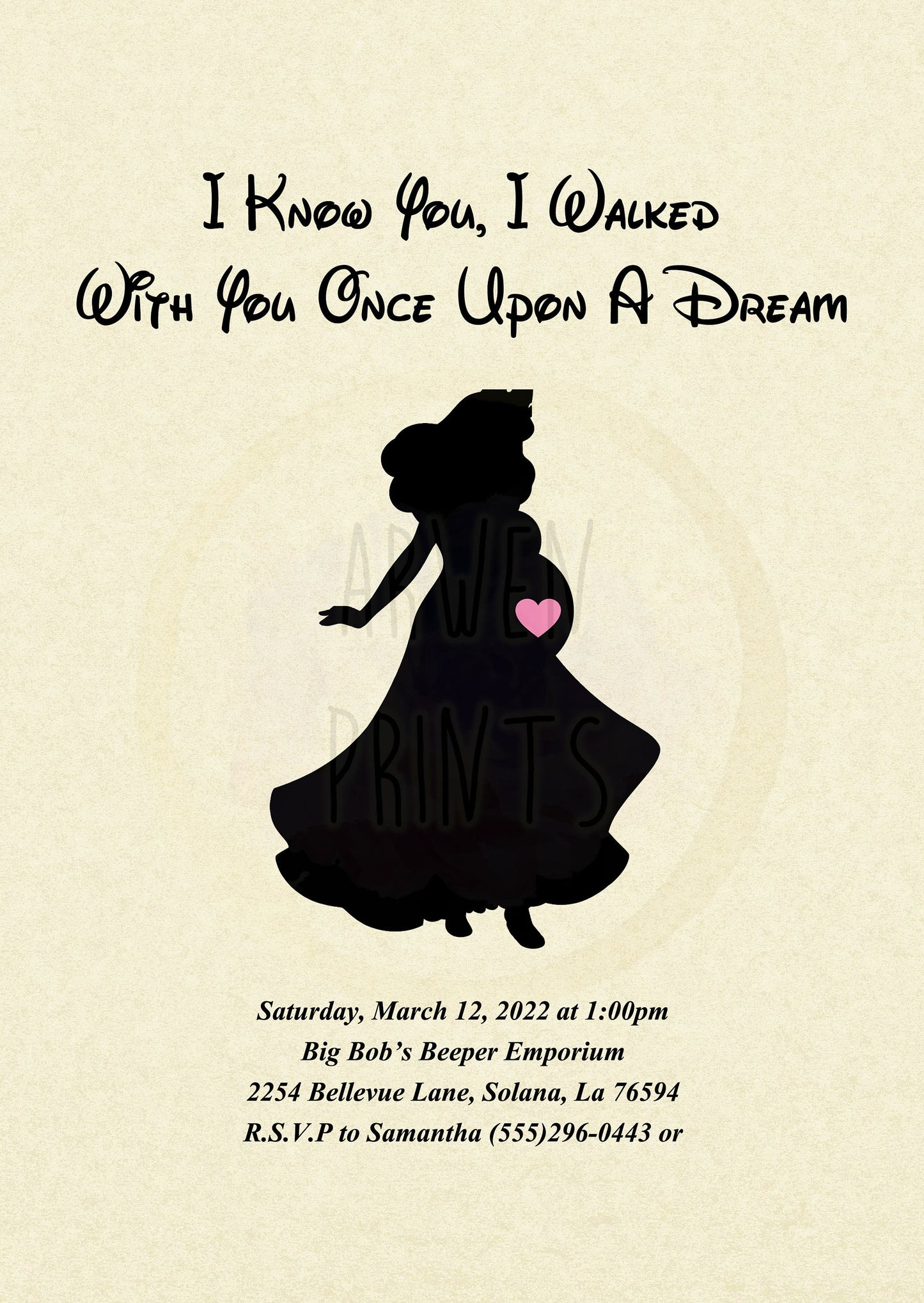 Sleeping Beauty Aurora Baby Shower Invitation [Digital File]