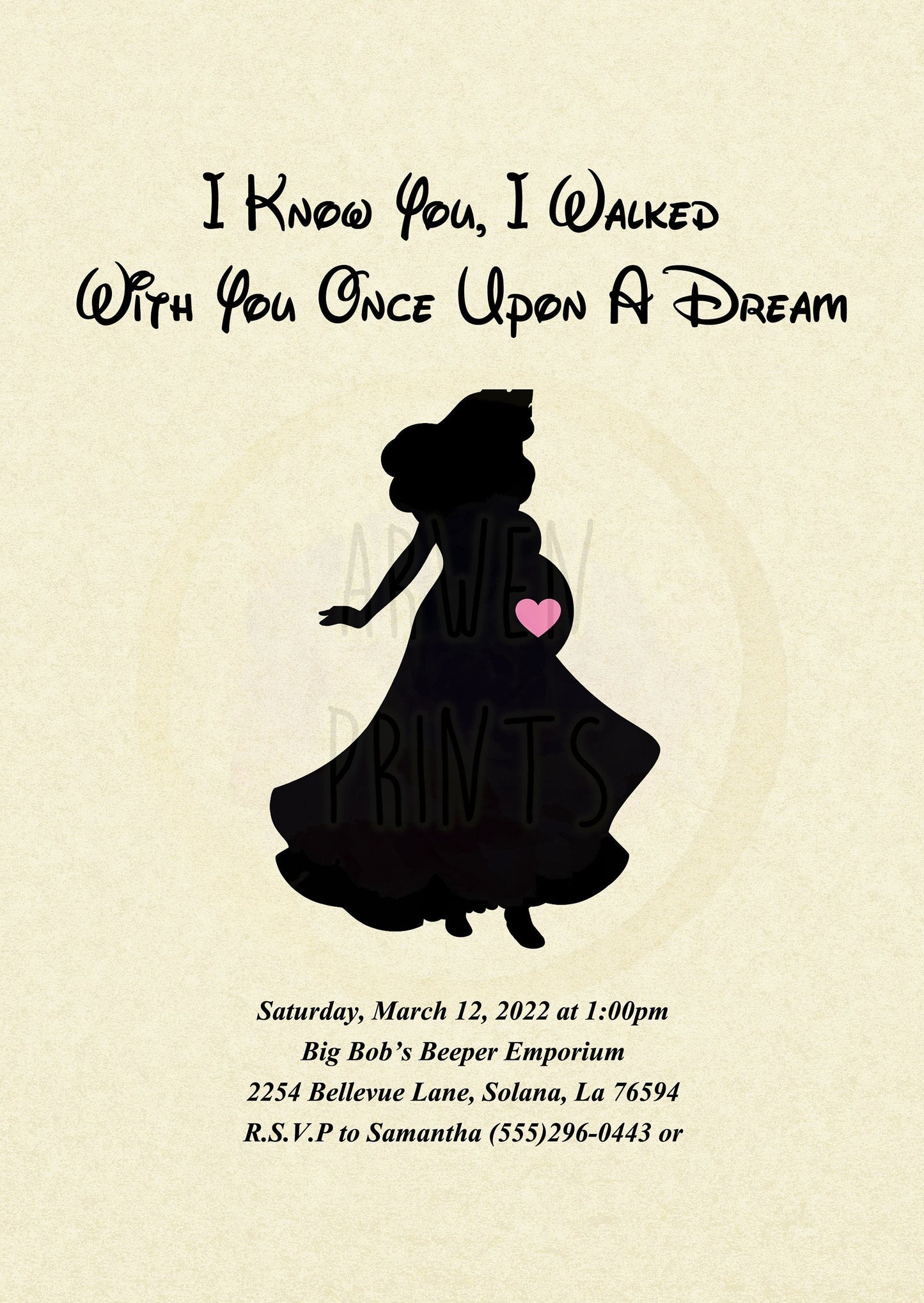 Sleeping Beauty Aurora Baby Shower Invitation [Digital File] — Disney Wall Art Gift