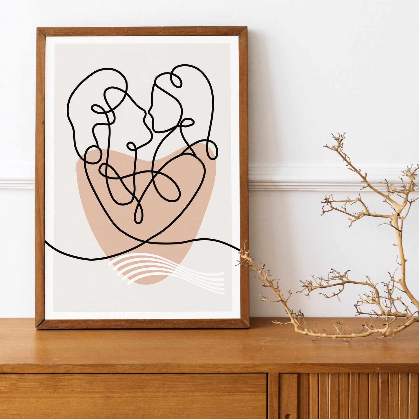 Love Story, Couple Pregnancy, Baby Boho Line Art 3 Print Set