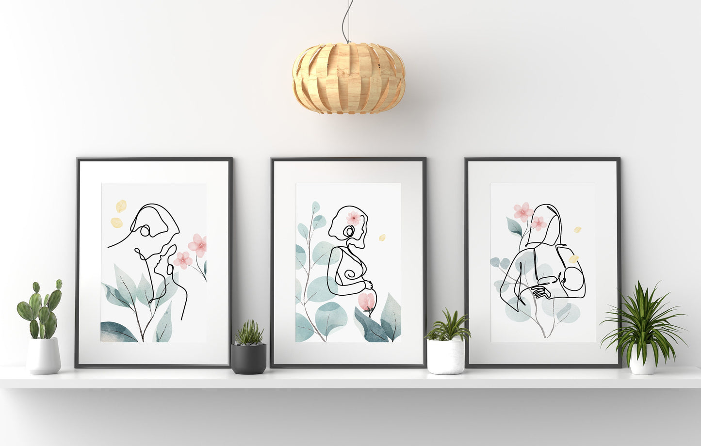 Couple Love Story Art, Line Art, Pregnancy Boho 3 Print Set, For Dad, For Mom