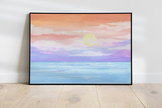 Sunset On the Sea Boho Canvas Art Print Wall Decor