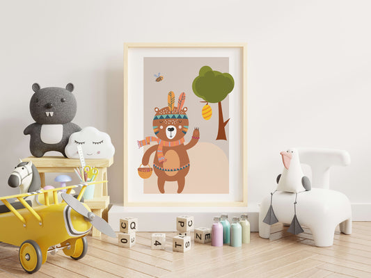 Bear Nursery Art, Animal Nursery Art, Neutral Nursery Art, Nursery Decor, Boho Art