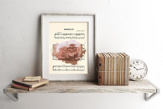 Up Carl and Ellie Old Age Splatter Sheet Music Art Print