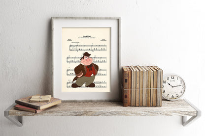Beauty and the Beast Lefou Gaston Sheet Music Art Print