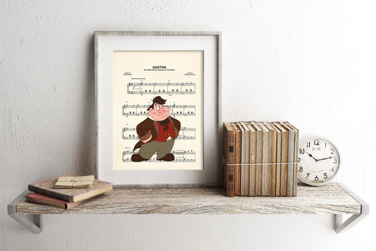Beauty and the Beast Lefou Gaston Sheet Music Art Print