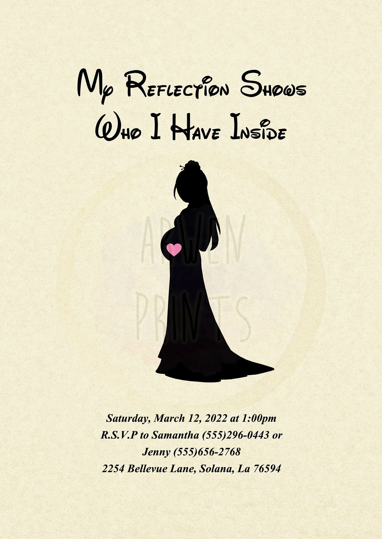 Mulan Disney Baby Shower Invitation [Digital File] — Disney Wall Art Gift